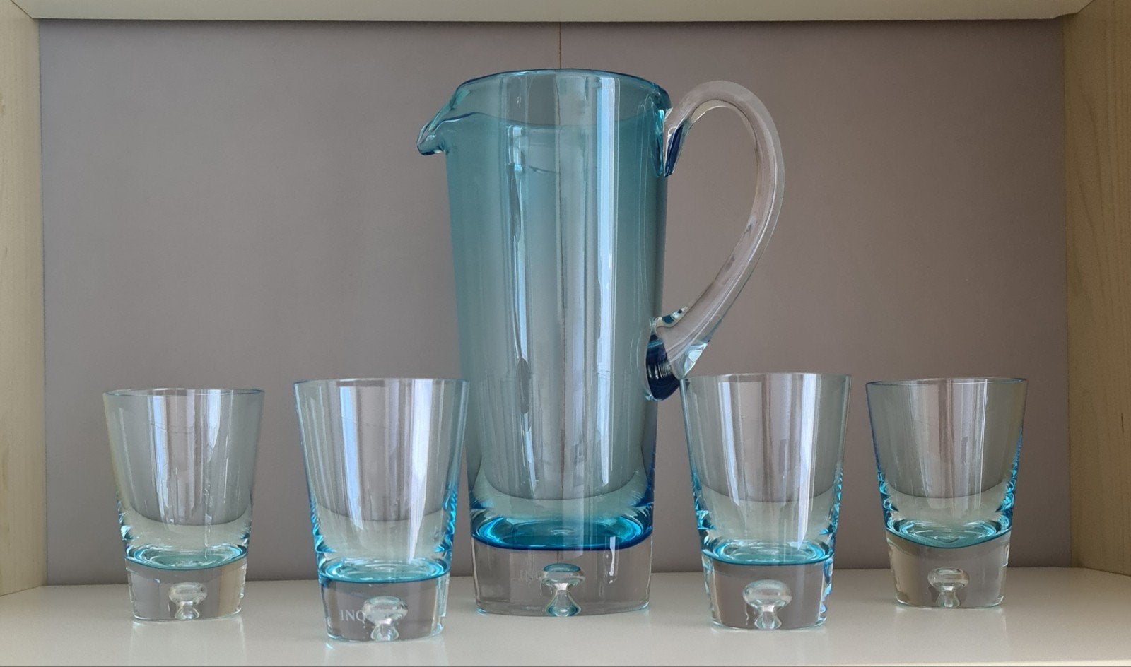 blauwe kan met 4 glazen, Ophalen, Zo goed als nieuw, Overige typen