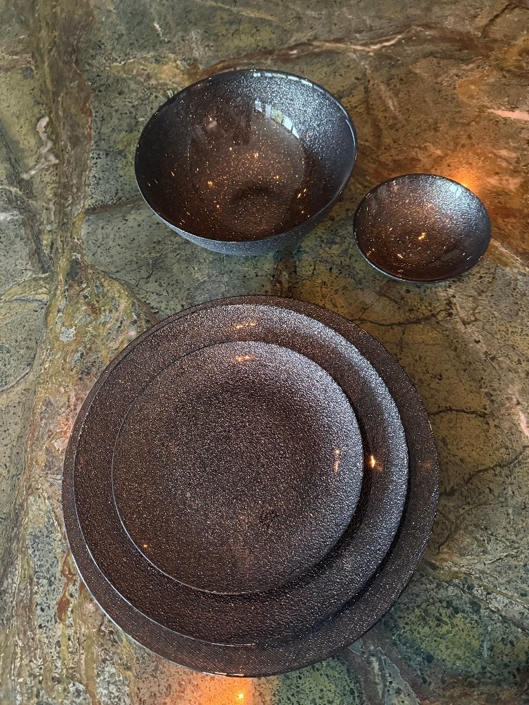 5 Delig zwart met glitter servies, Ophalen, Overige materialen, Overige merken, Nieuw