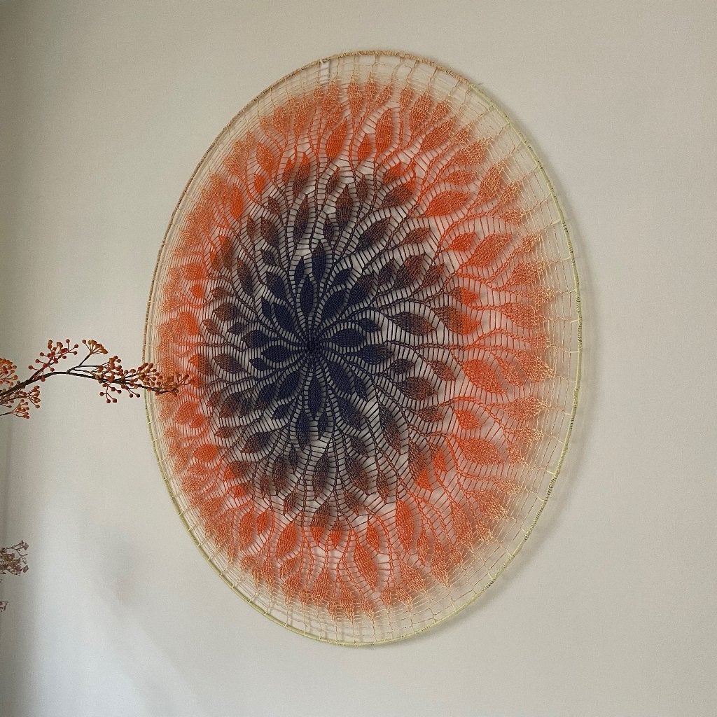 Mandala Ø100 cm  UNIEK handgehaakt, Huis en Inrichting, Woonaccessoires | Schilderijen, Tekeningen en Foto's, Oorspronkelijke maker