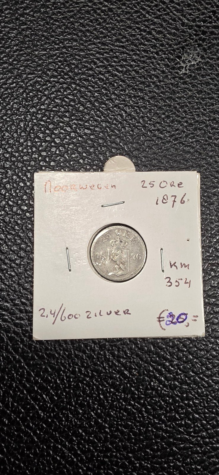 Noorwegen 25 ore 1876 zilver, Ophalen of Verzenden, Noord-Amerika, Zilver