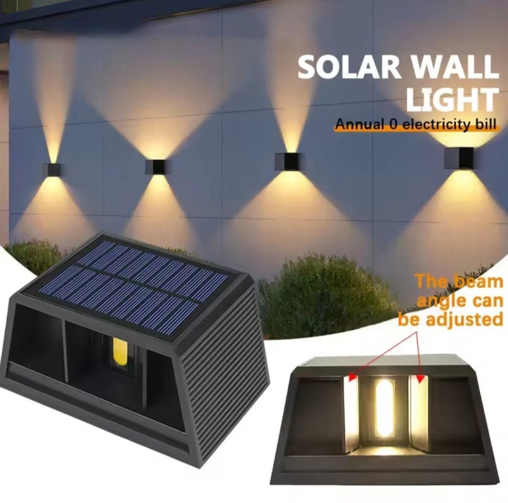 Outdoor Solar Up & Down COB LED wandlamp (warm wit licht), Ophalen, Kunststof, Zwart, Nieuw