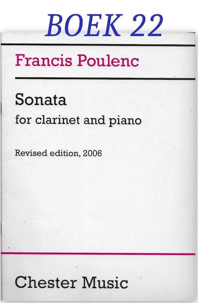 Boek22 -- Bladmuziek Sonata Voor Clarinet en Piano, Muziek en Instrumenten, Bladmuziek, Klassiek, Ophalen of Verzenden, Zo goed als nieuw