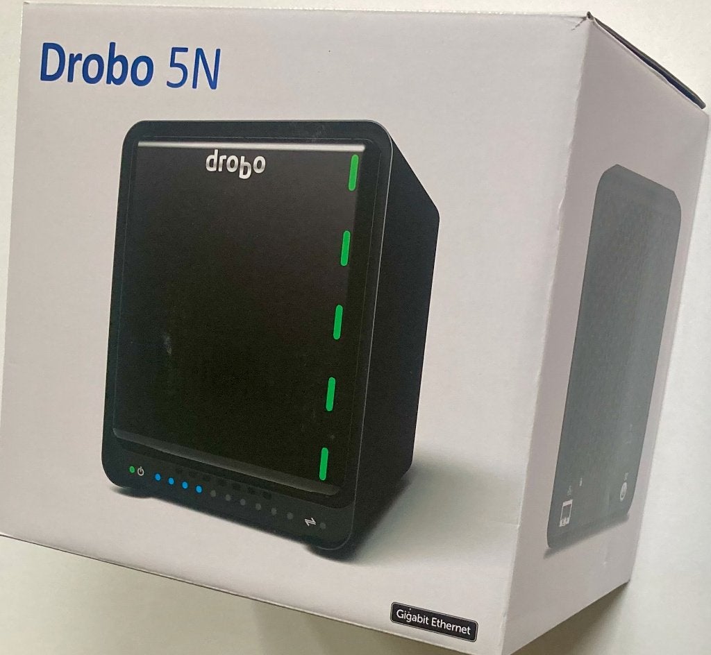 Drobo 5n voor thuisopslag van computerbestanden, Gebruikt, DROBO, HDD, B x h: 15,03 x 18,21, diepte 26,23 cm