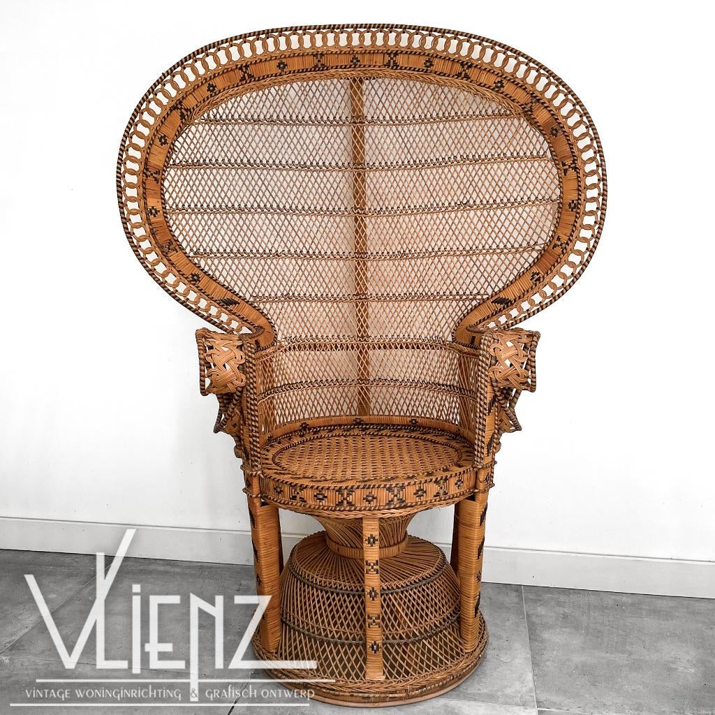 Vintage, rotan, Ibiza, Emmanuelle stoel, Pauwenstoel, Ophalen, Huis en Inrichting
