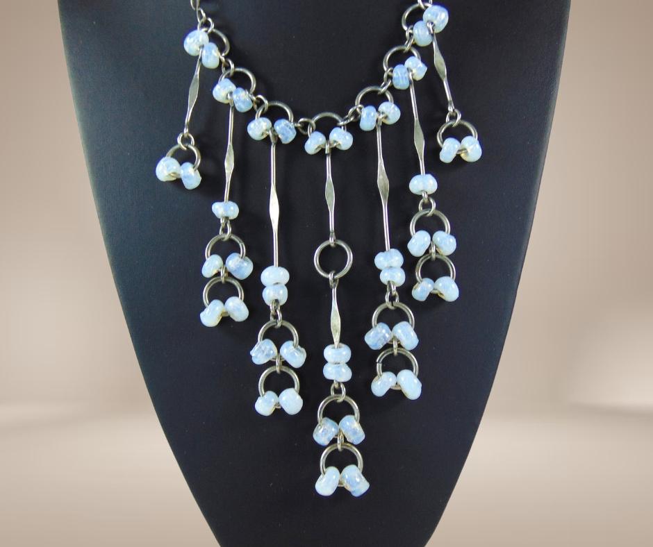 Prachtige UNIEKE jaren 70 modernist opaliet waterval ketting, Sieraden, Tassen en Uiterlijk, Kettingen, Overige materialen, Verstelbaar