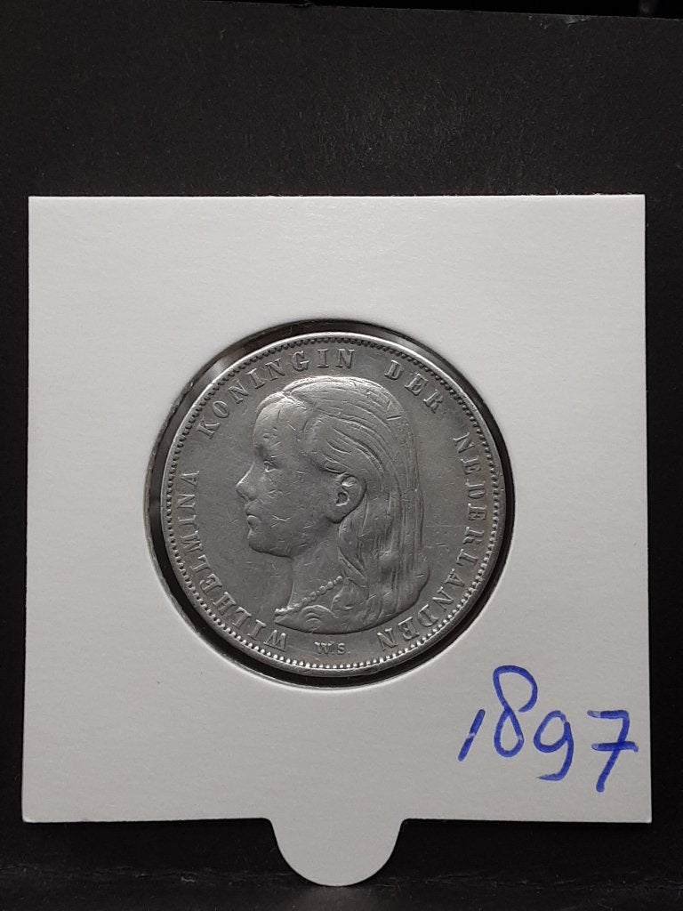 1 gulden 1897 Koningin Wilhelmina, 1 gulden, Verzenden, Zilver, Koningin Wilhelmina