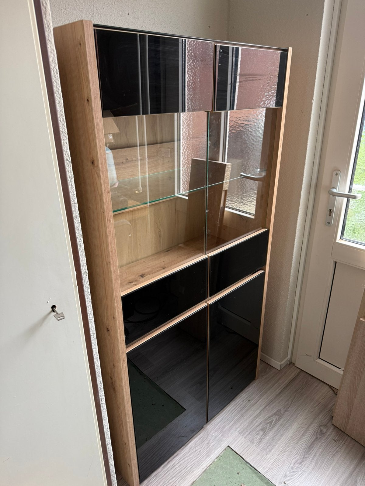 Glazen vitrinekast, Huis en Inrichting, Kasten | Vitrinekasten, Ophalen, 50 tot 100 cm, Glas, 150 tot 200 cm