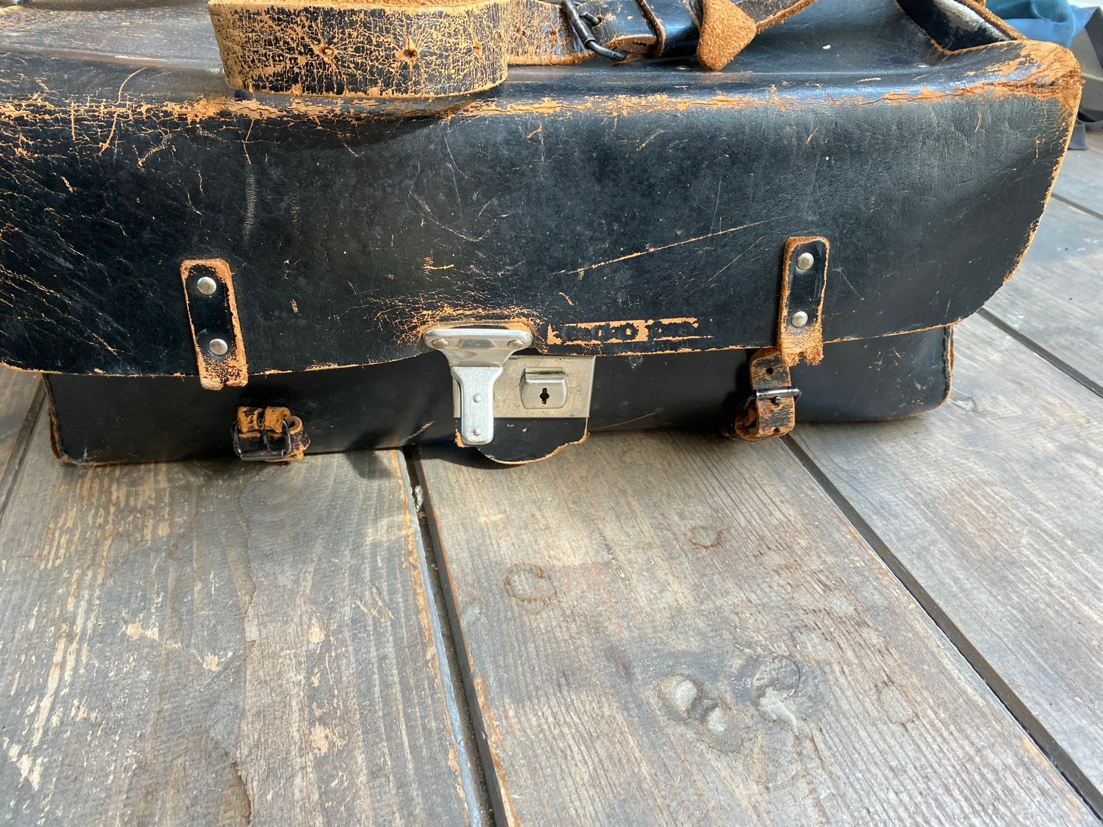 Oude PTT tas, leer van Gendels, vintage postbode tas, Antiek en Kunst, Ophalen of Verzenden