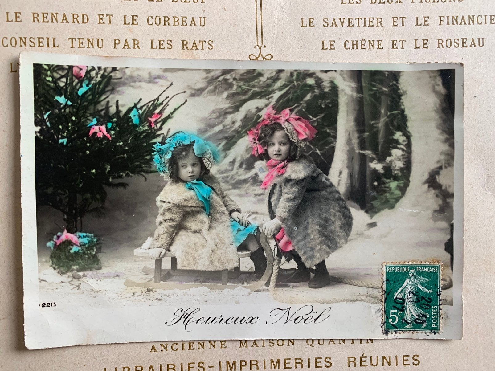1907 Heureux Noël - meisjes met slee en kerstboom (VF), Ophalen of Verzenden, Voor 1920, Gelopen, Feest(dag)