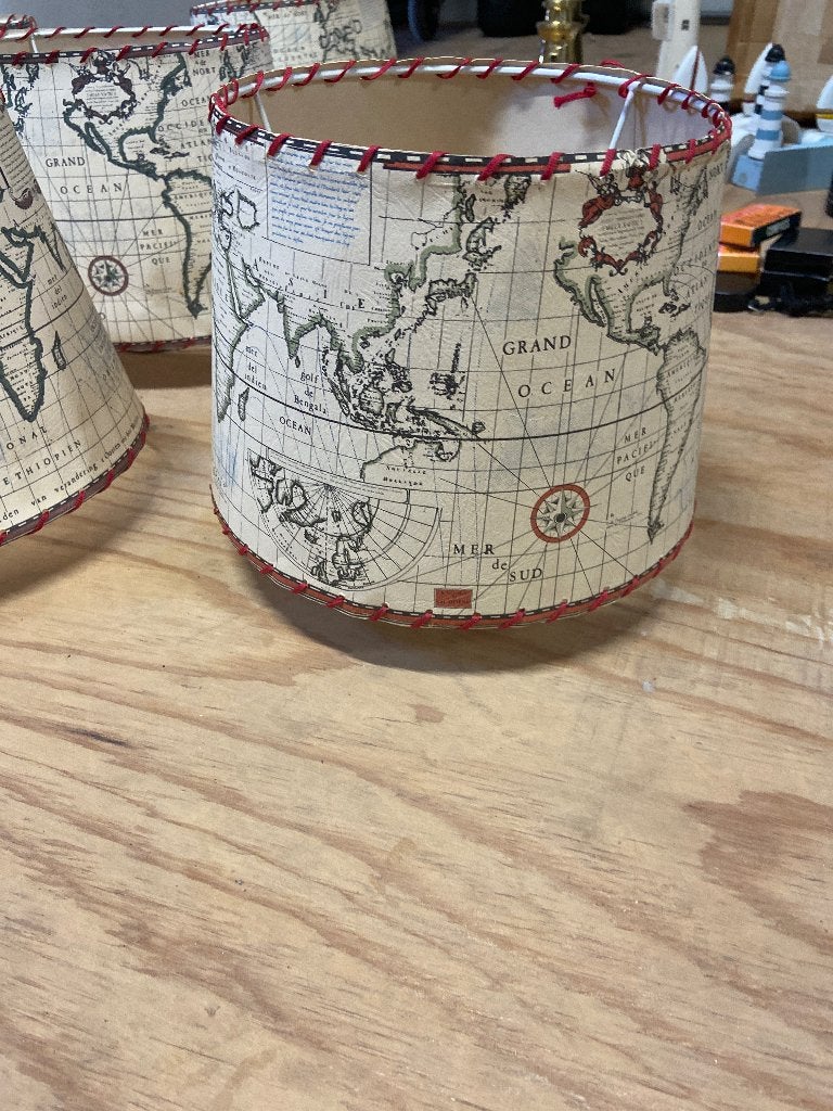 Set van 6 lampenkappen met wereldkaartprint, Huis en Inrichting, Lampen | Lampenkappen, Ophalen, Papier/karton, Overige typen