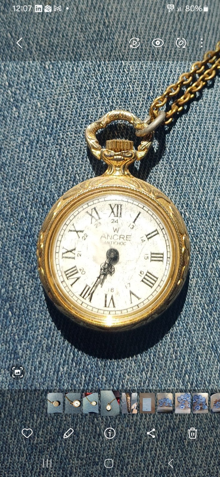 Vintage Dames Zakhorloge met Ketting - Ancre Antichoc, Ophalen of Verzenden