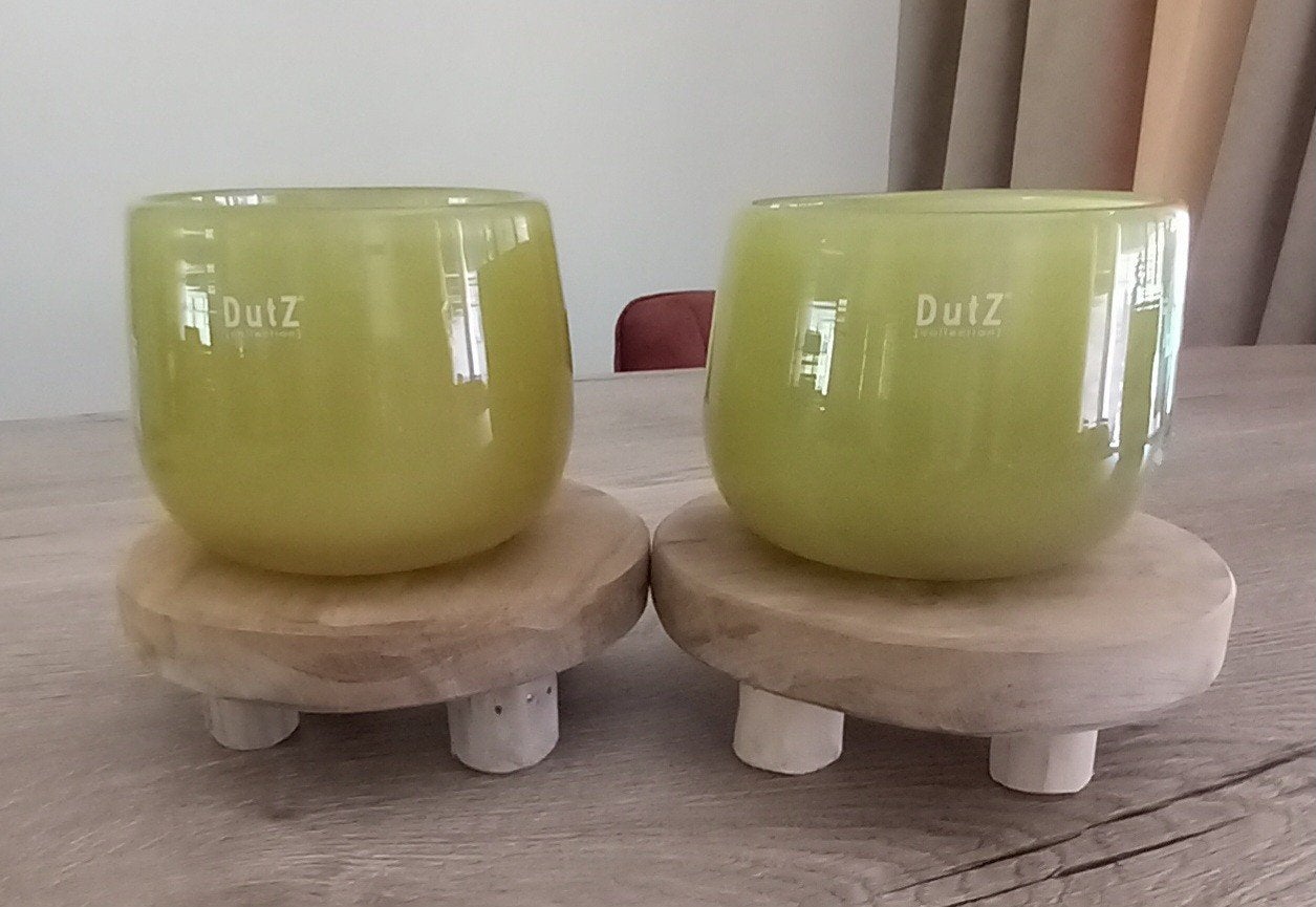 2 DutZ potten / windlichten groen, 8 cm, Nieuw, Ophalen of Verzenden, Glas