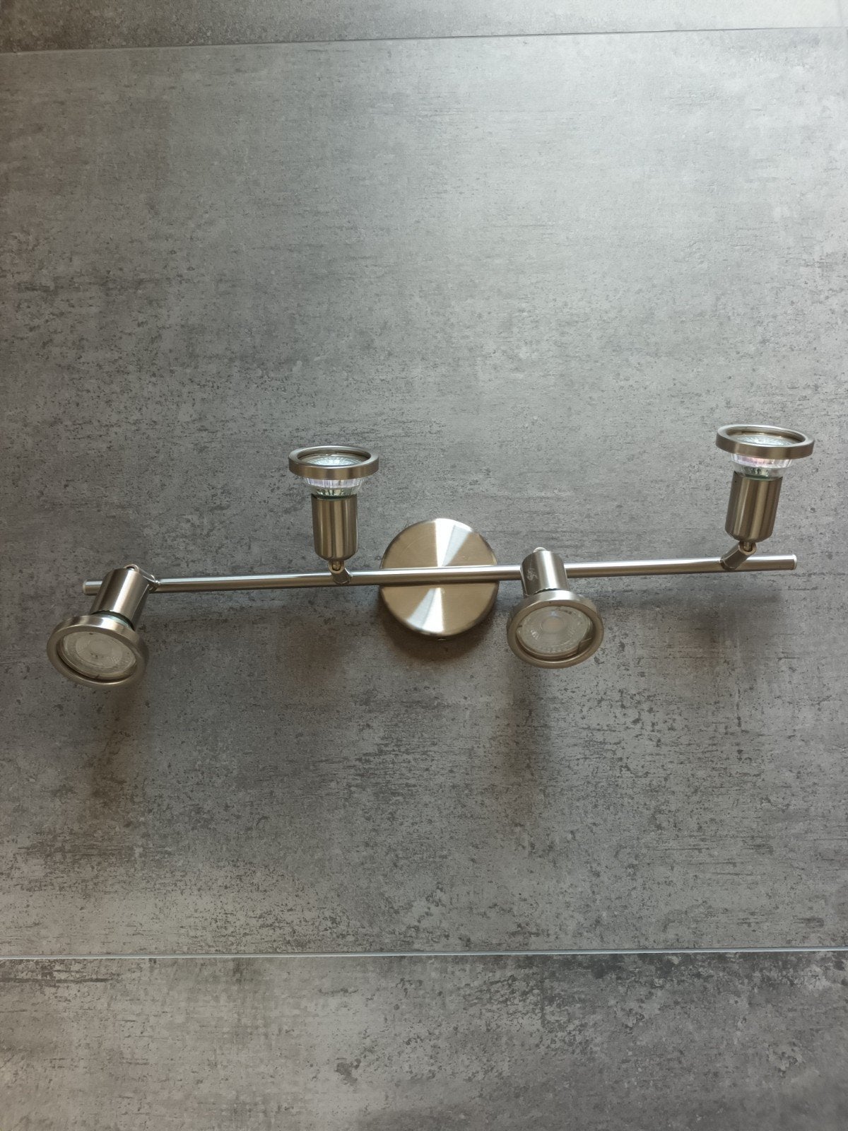 Moderne RVS Plafondspot met 4 LED-spots, Ophalen, Gebruikt, GU10, Opbouwspot