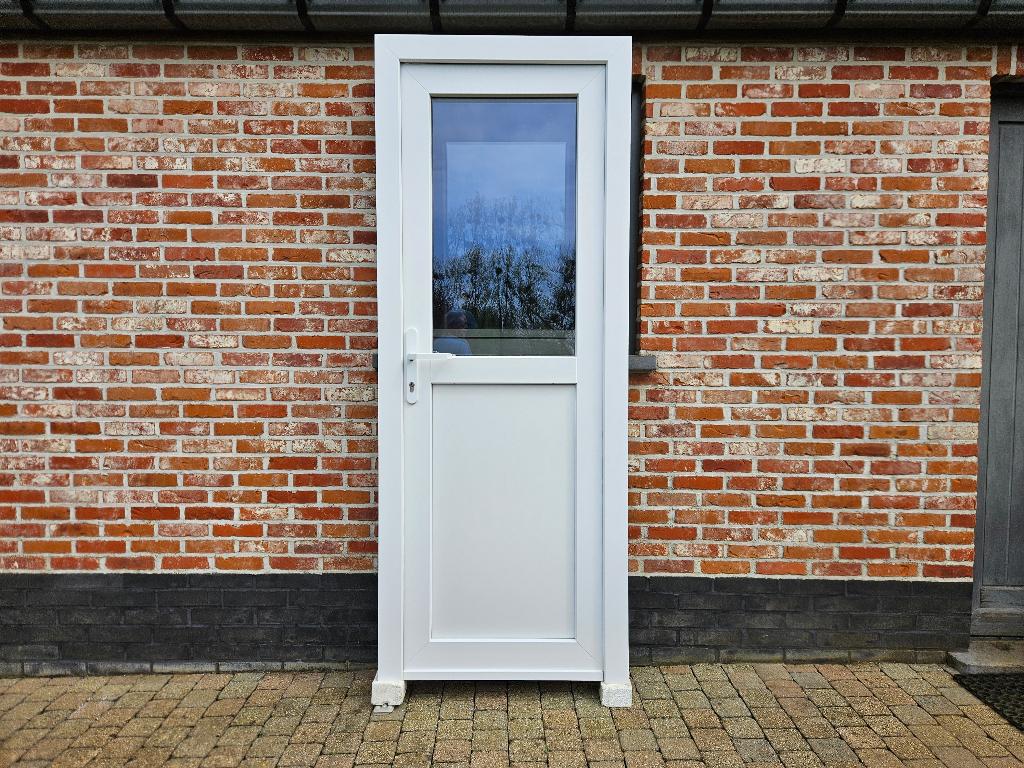 Prachtige Pvc achterdeur Schüco, Doe-het-zelf en Verbouw, Deuren en Horren, Ophalen, 80 tot 100 cm, Glas, 200 tot 215 cm