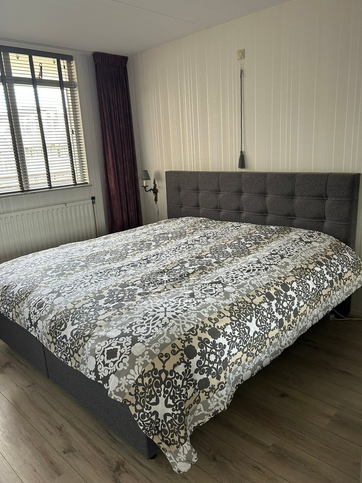 Boxspring bed met hoofdbord- 180x200 - antracietgrijs, Huis en Inrichting, Ophalen, Gebruikt, Tweepersoons
