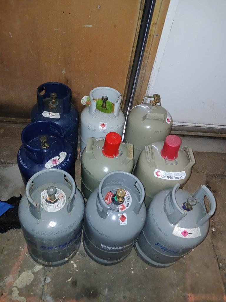 gasflessen 9 stuks propaan alu, Caravans en Kamperen, Ophalen of Verzenden