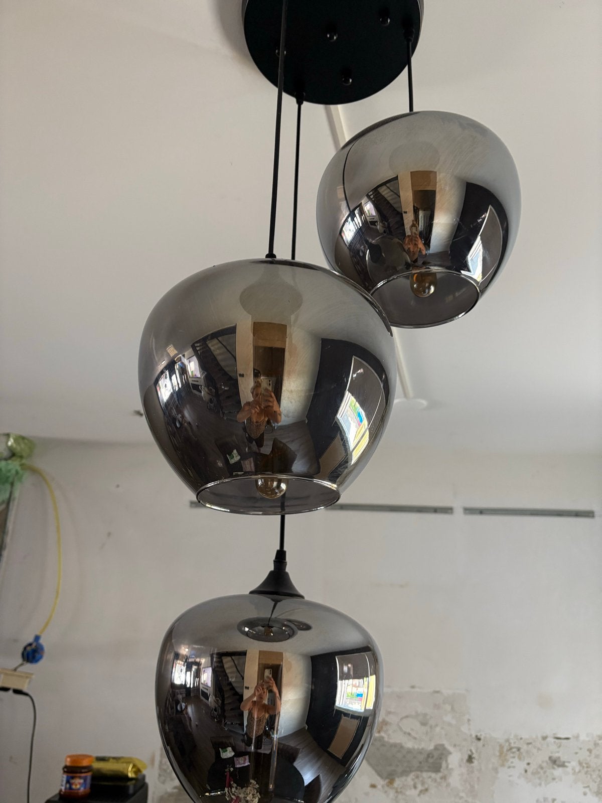 Smoke Bol Lampen, Huis en Inrichting, Lampen | Hanglampen, Ophalen of Verzenden, Zo goed als nieuw, Glas, 75 cm of meer