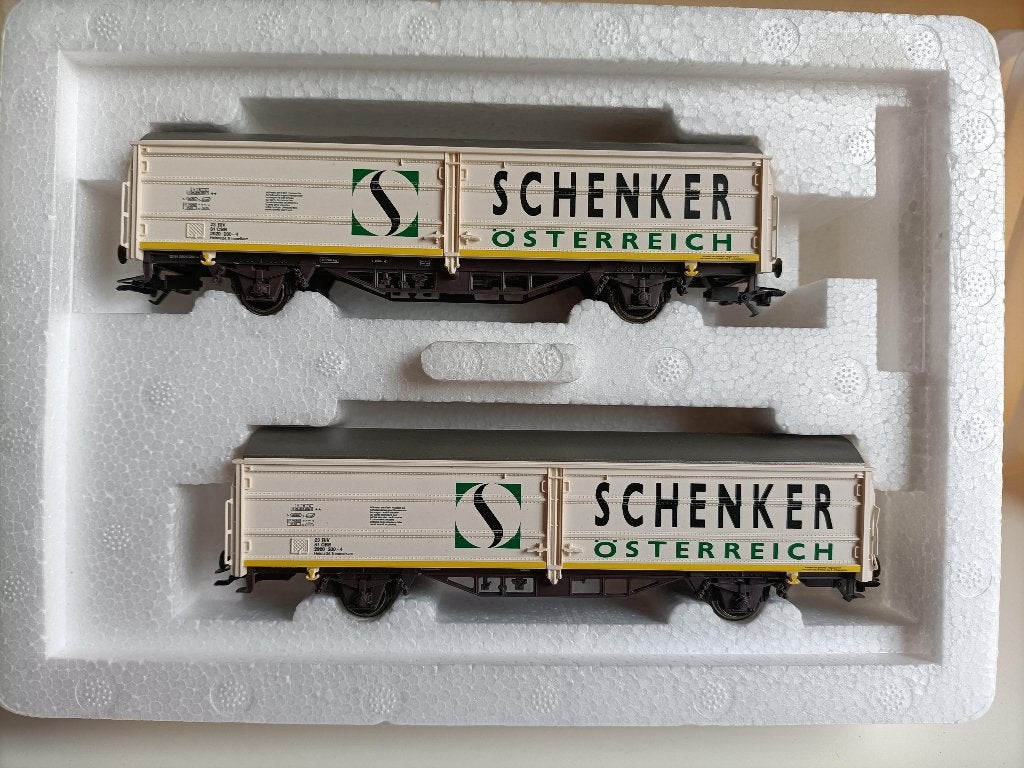 Märklin H0 47348 Dubbele Schuifwandwagen ÖBB Schenker, Hobby en Vrije tijd, Wisselstroom, Wagon, Ophalen of Verzenden, Zo goed als nieuw