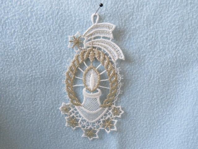 Vintage Zweedse kerstboomhanger gekantkloste kaars, Ophalen of Verzenden, Zo goed als nieuw