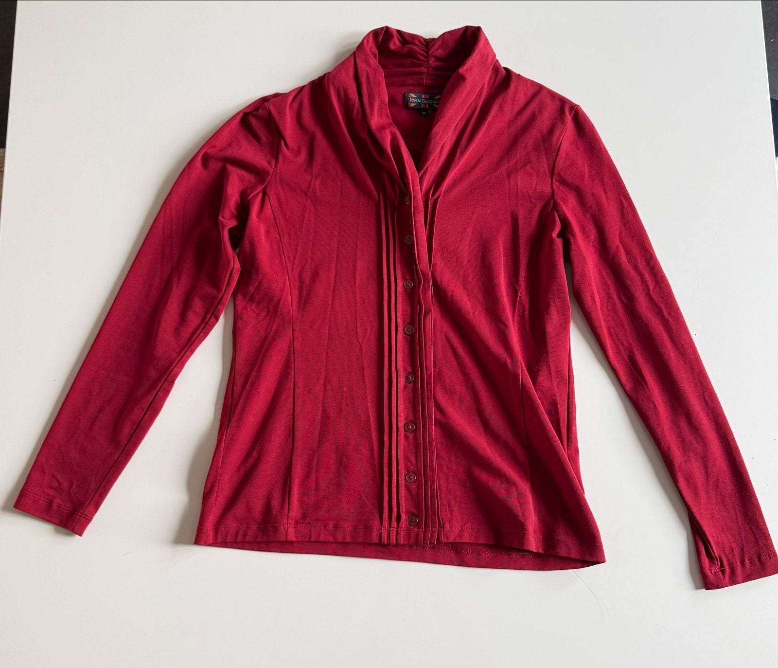 John Bardale Rood Shirt Maat M, Kleding | Dames, Maat 38/40 (M), Ophalen of Verzenden, Zo goed als nieuw, Lange mouw