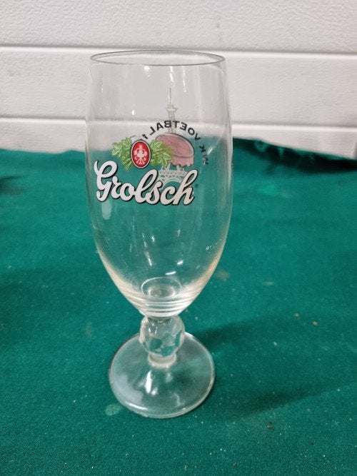 Grolsch glas wk 1998 voetbal op voet, Verzamelen, Glas en Borrelglaasjes, Ophalen of Verzenden, 'T Olde Gre-j, Info@toldegrej.nl