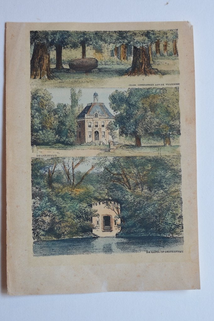 DRAKENSTEIN LAGE VUURSCHE bij BAARN 1890 J. CRAANDIJK GT4, Antiek en Kunst, Kunst | Etsen en Gravures, 1800 - 1899, Verzenden