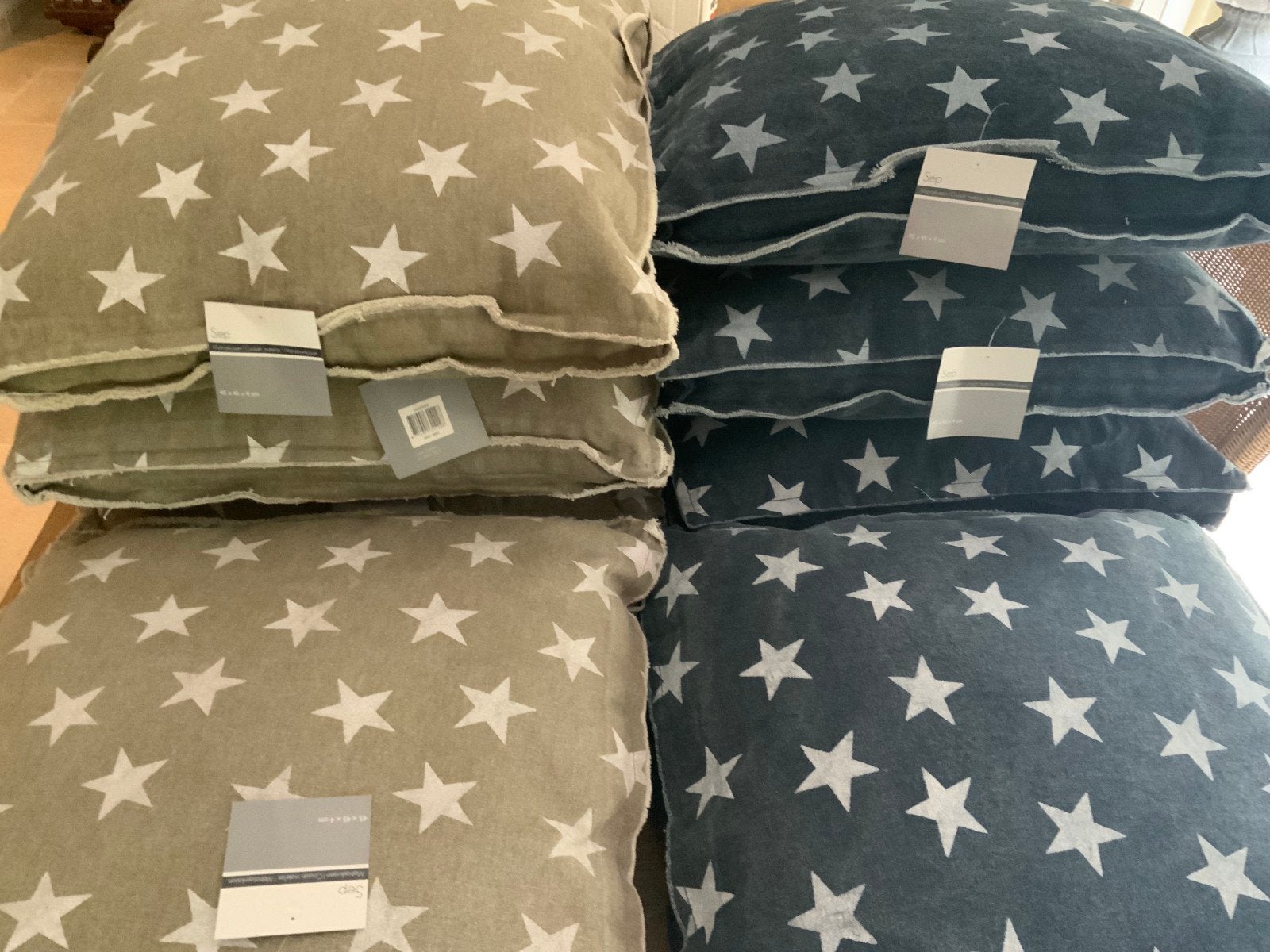 8 nieuwe/ ongebruikte sierkussens, Ophalen, Nieuw, Blauw, Vierkant