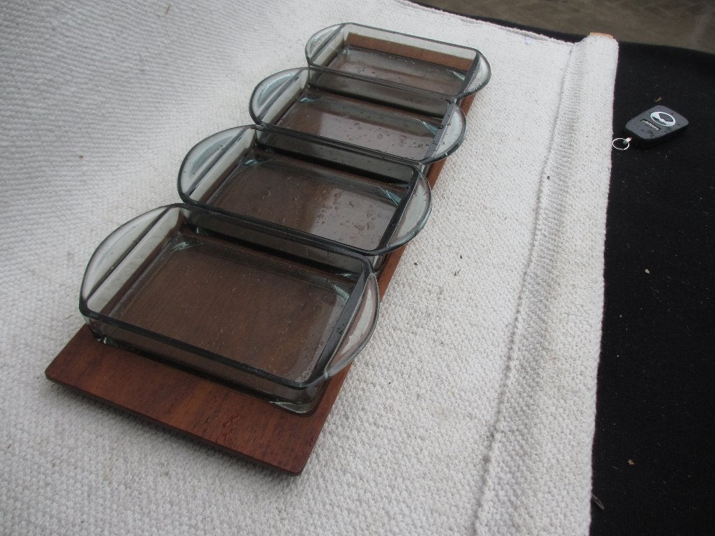 Deens design teak tray & Lazy Susan draai plateau Denmark, Hout, Ophalen of Verzenden, Gemerkt, 5 cm