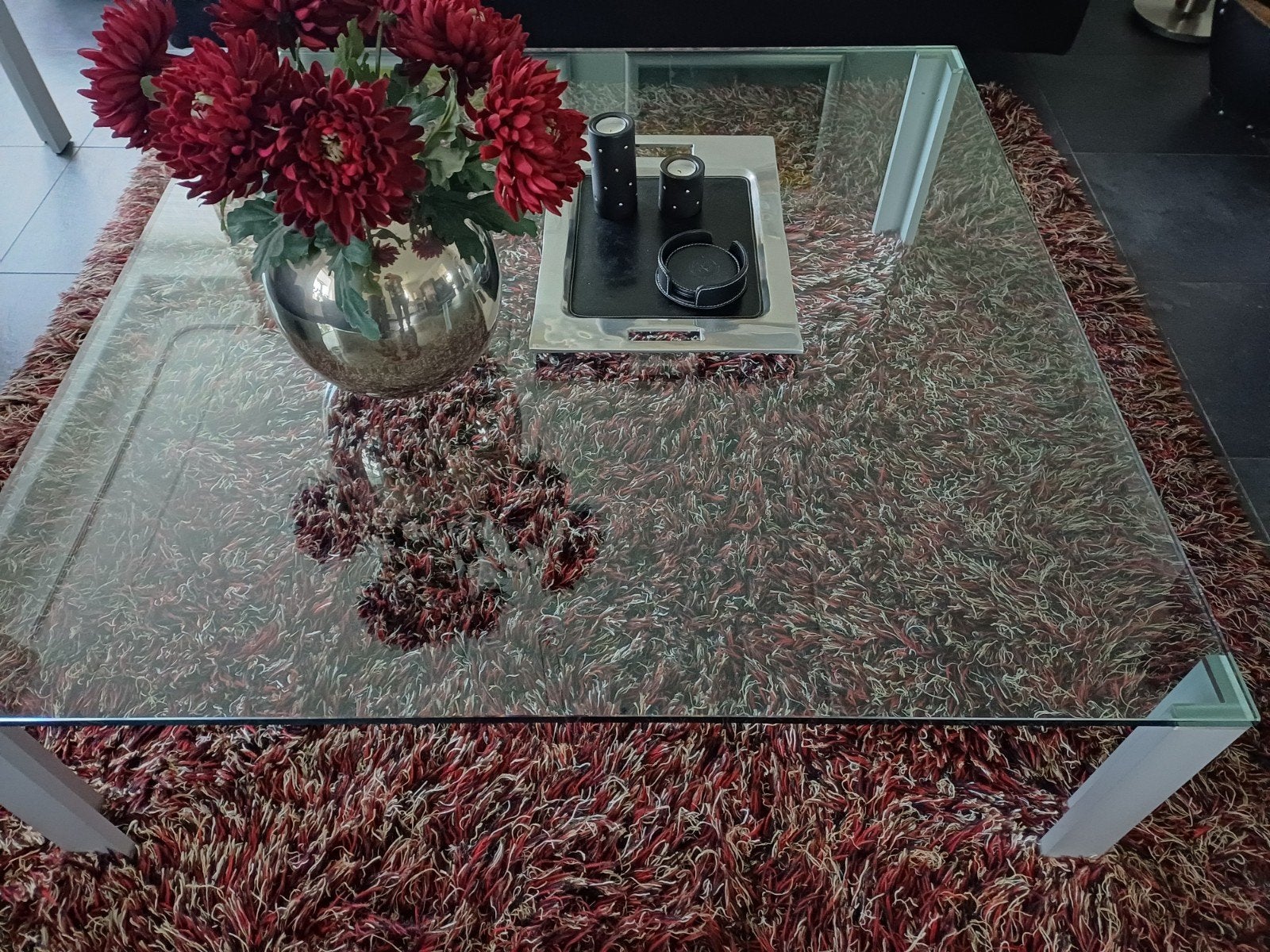 Mooie glazen salontafel 120x120x40 cm, Huis en Inrichting, Ophalen, Gebruikt, Vierkant, Glas