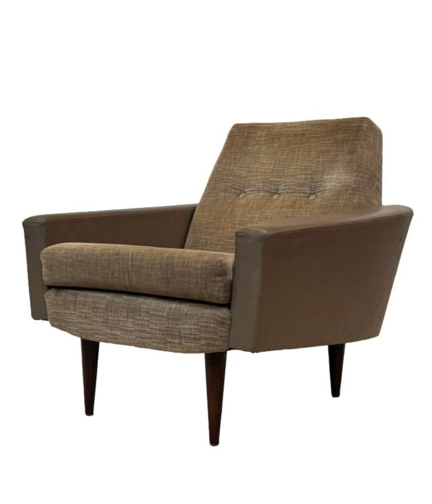 Vintage Fauteuil skai teakhout jaren 60, Ophalen