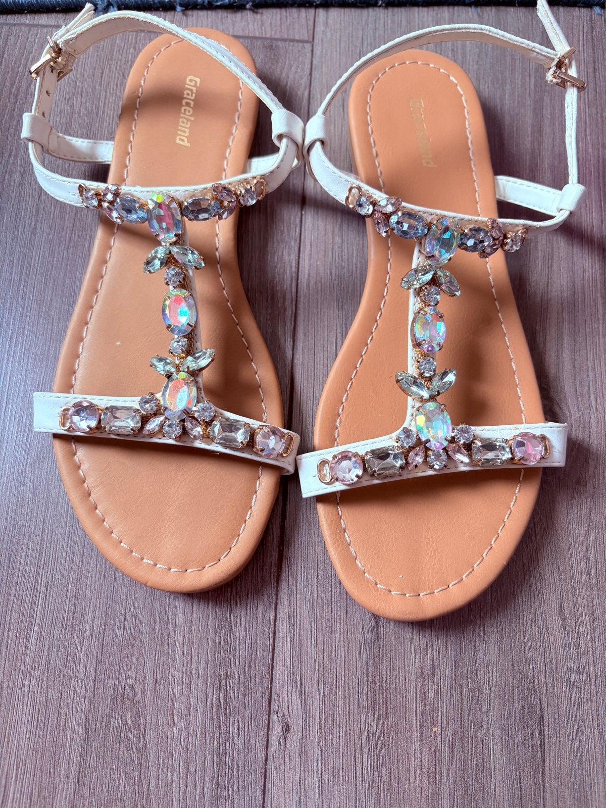 Mooie Graceland sandalen met steentjes, Ophalen of Verzenden, Zo goed als nieuw, Wit, Sandalen of Muiltjes