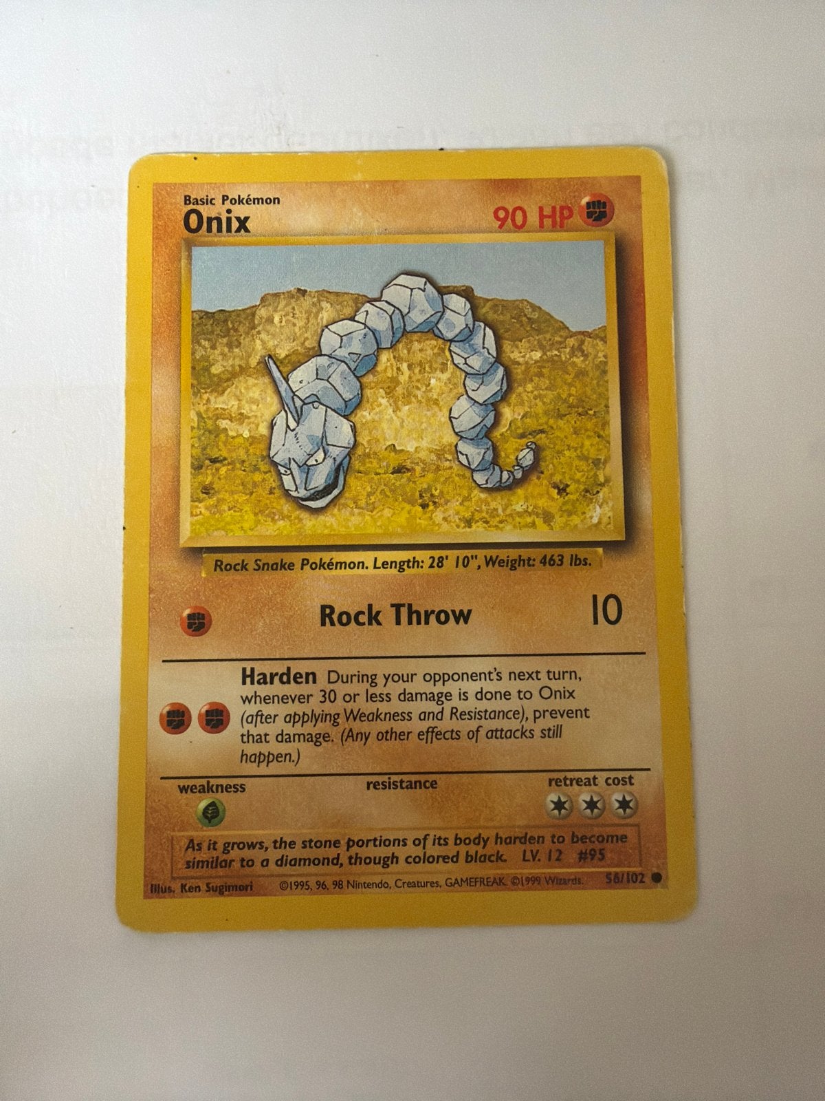 Pokémon Kaart Onix (Base Set) -, Ophalen of Verzenden, Gebruikt, Losse kaart