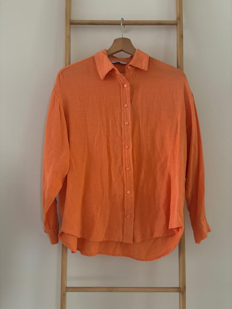 Oranje linnen look blouse Stradivarius, Ophalen of Verzenden, Zo goed als nieuw, Maat 36 (S), Oranje