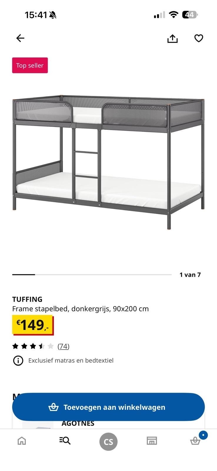 Stapelbed nieuw in doos, Ophalen, 90 cm, 200 cm, Stapelbed
