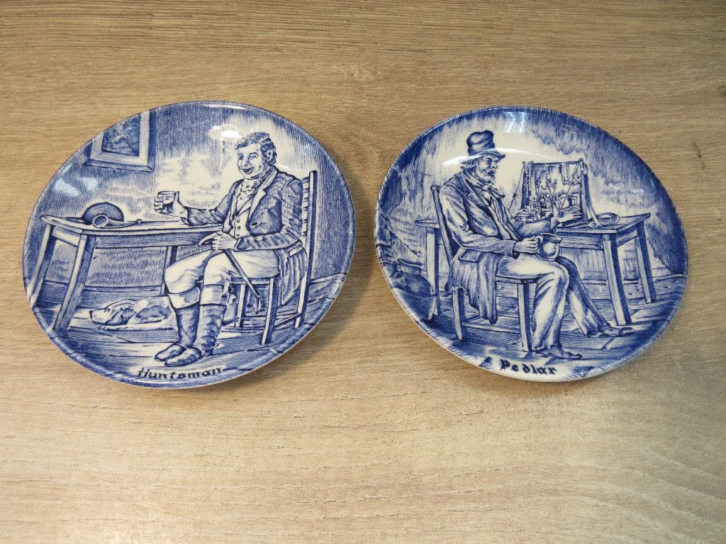 Enoch Wedgwood blauwe bordjes huntsman en pedlar, Ophalen of Verzenden