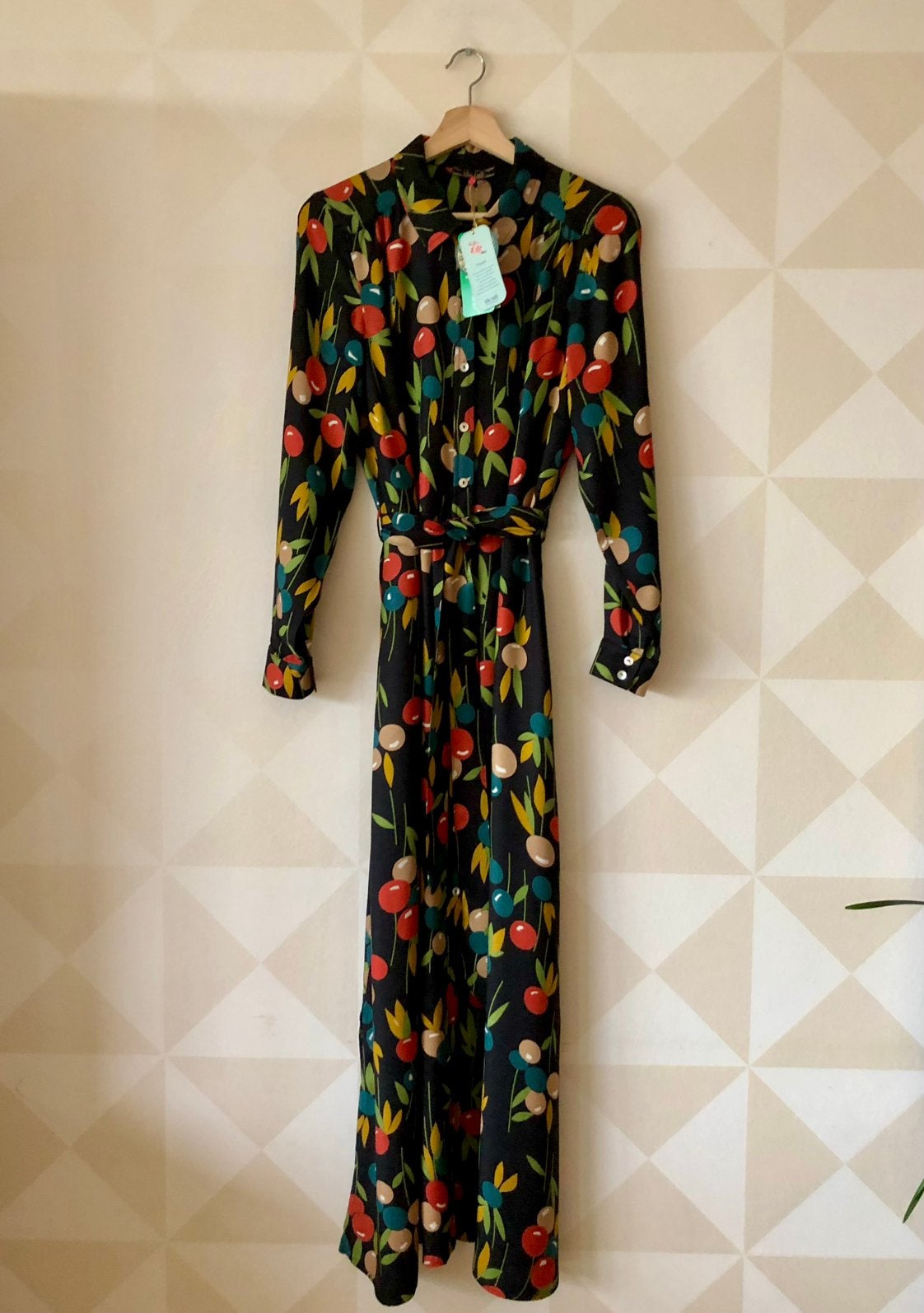 King Louie Olive Dress maxi jurk zwart L/40 NIEUW, Kleding | Dames, Jurken, Meerkleurig, Maat 42/44 (L), Nieuw, Ophalen of Verzenden