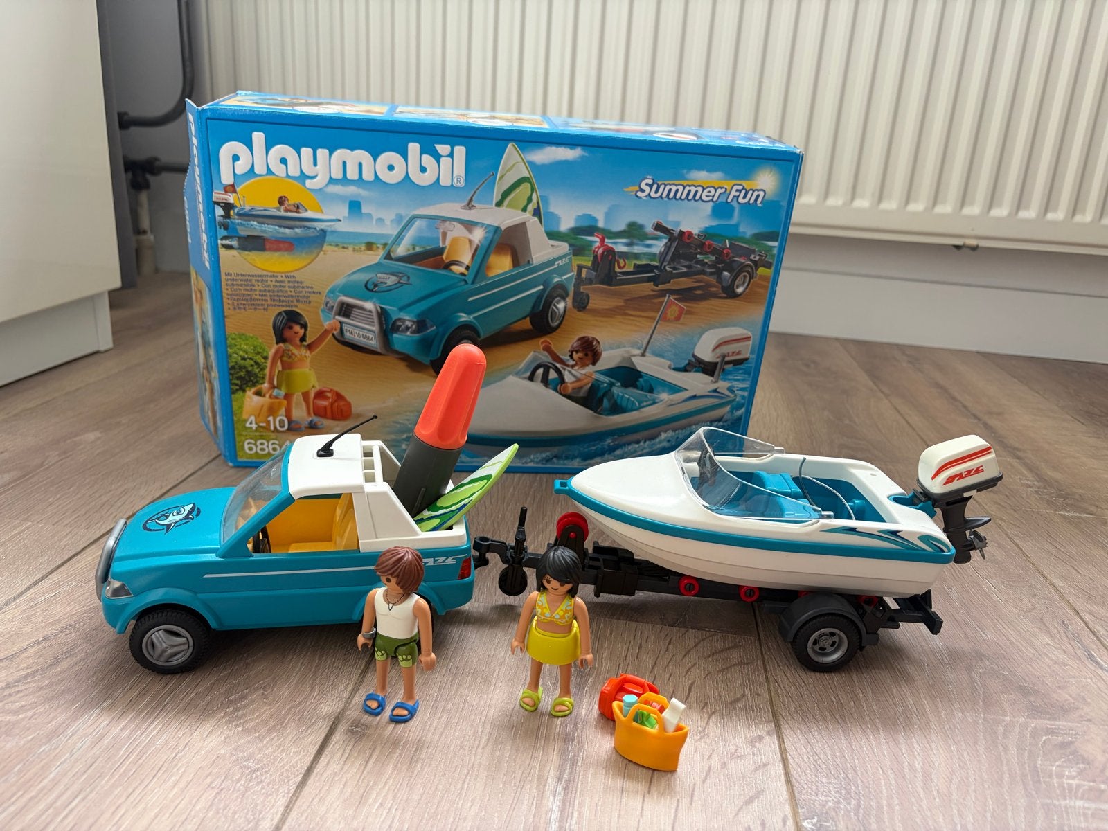 Playmobil Summer Fun 6864 Pick-up met speedboot, Gebruikt, Complete set, Voertuig, Ophalen of Verzenden