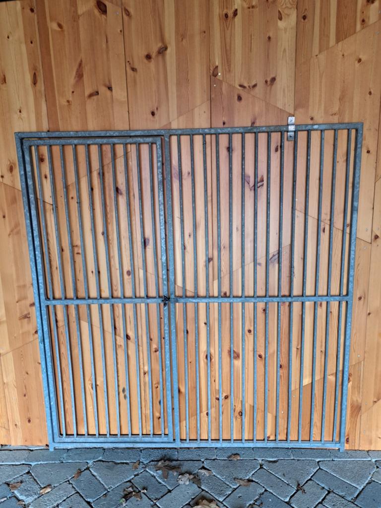 Verzinkt ijzeren hek met loopdeur - Gebruikt, Tuin en Terras, Ophalen, Met poort, Gebruikt, Tuinhek