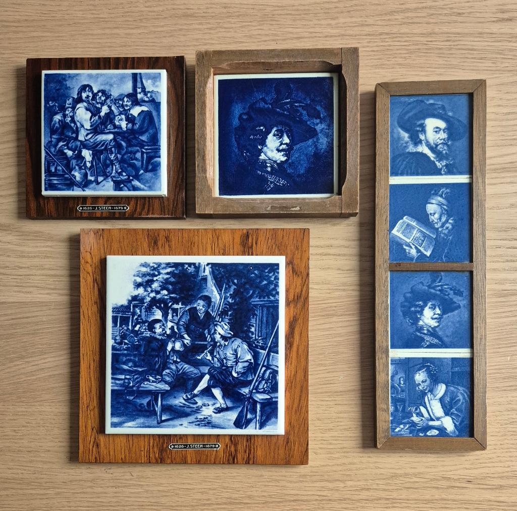 Vintage dellfts blauw tegeltjes, Ophalen of Verzenden