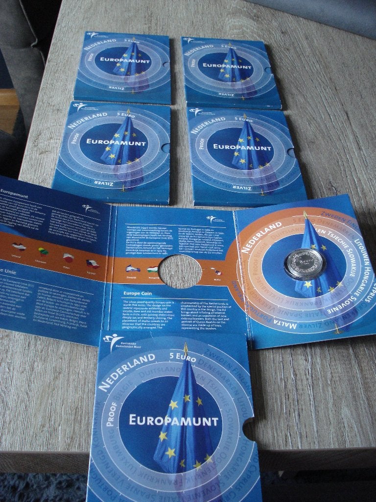 5 MAAL  5 EURO  EUROPAMUNT PROOF, Setje, Koningin Beatrix, Zilver, Euro's