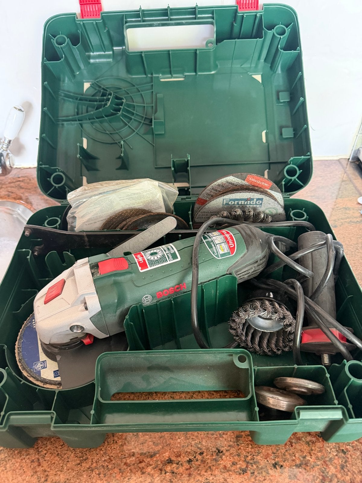 Bosch PWS 850-125 Haakse Slijper met Accessoires, Ophalen of Verzenden, Gebruikt, 600 tot 1200 watt, Overige typen
