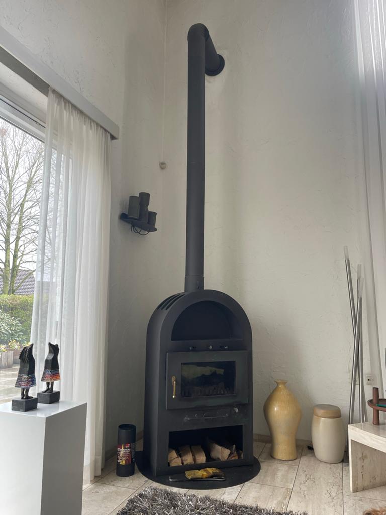 Mooie design houtkachel met convectiesysteem, Ophalen, Gebruikt, Vrijstaande haard, Houthaard