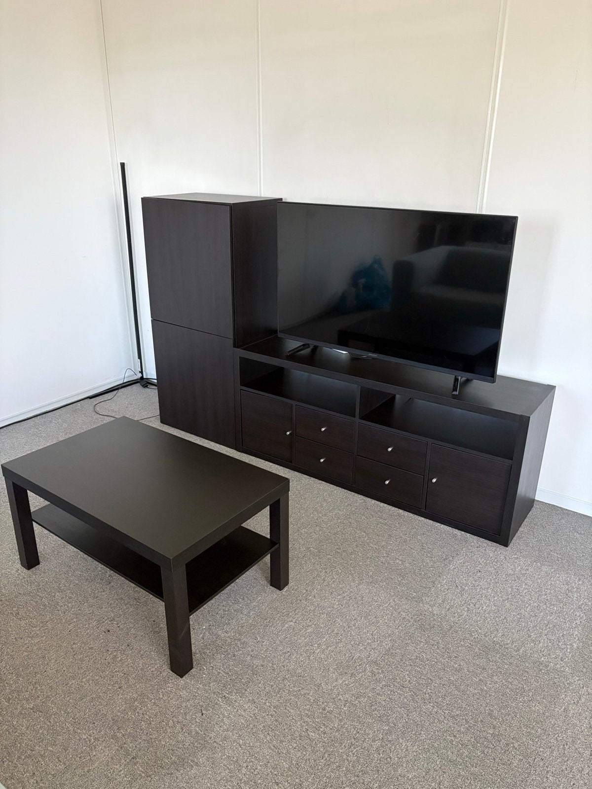 IKEA woonkamer set KALLAX TV-meubel, BESTÅ kast, salontafel, Ophalen, Eikenhout, 100 tot 150 cm, Zo goed als nieuw