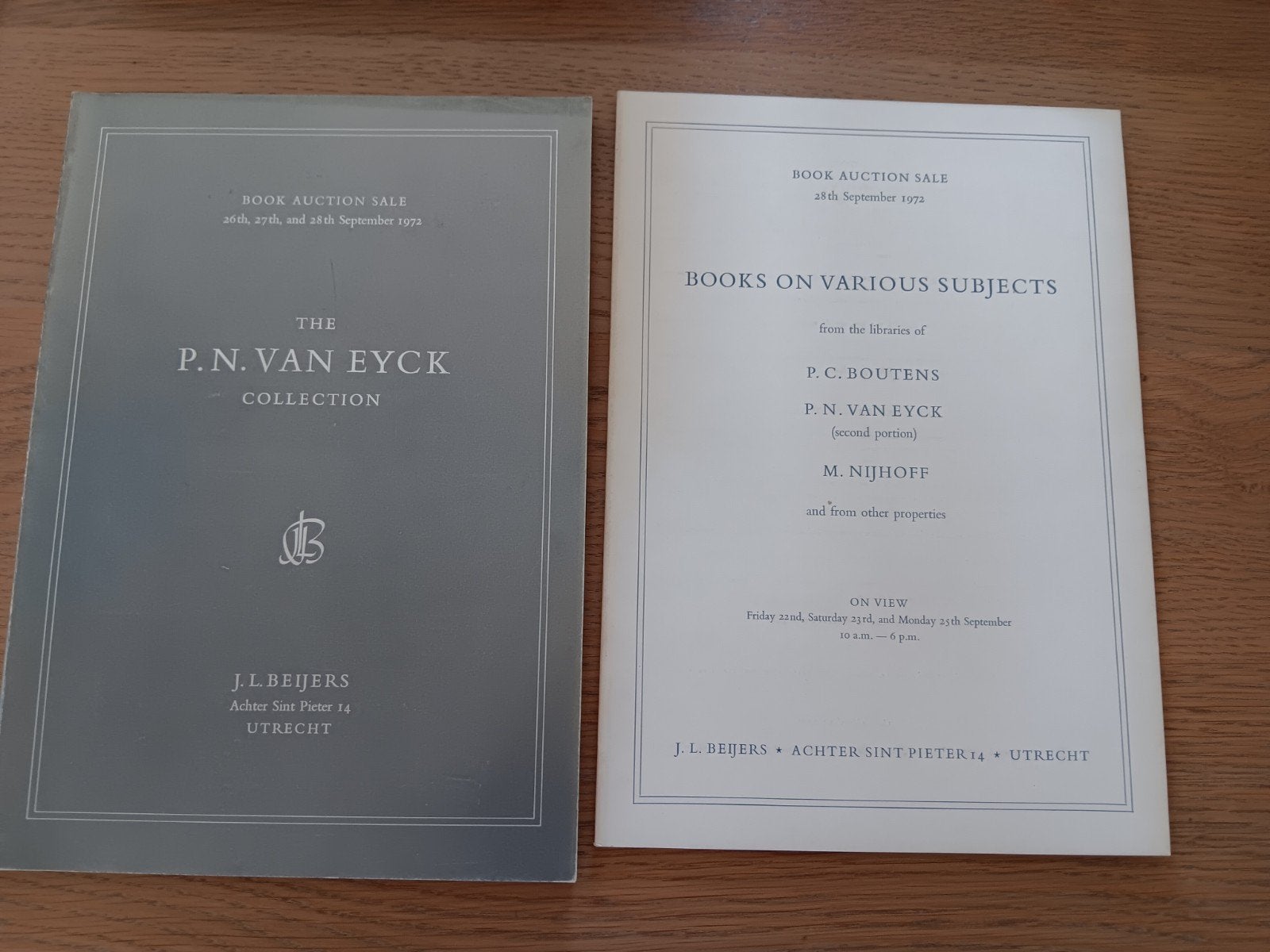Veilingcatalogi J.L. Beijers: P.N. van Eyck Collectie (1973), Ophalen of Verzenden, Zo goed als nieuw, J.L. Beijers, Catalogus