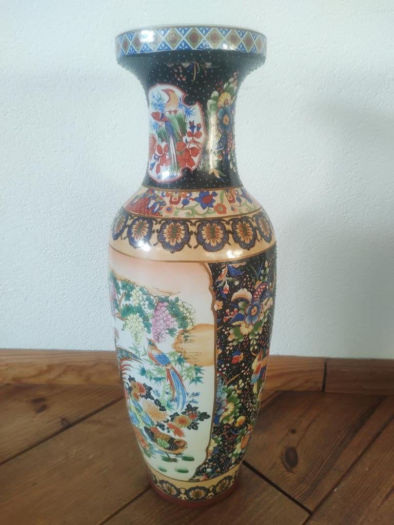 Set van twee Chinese vazen handbeschilderd 61 cm hoog, Ophalen of Verzenden