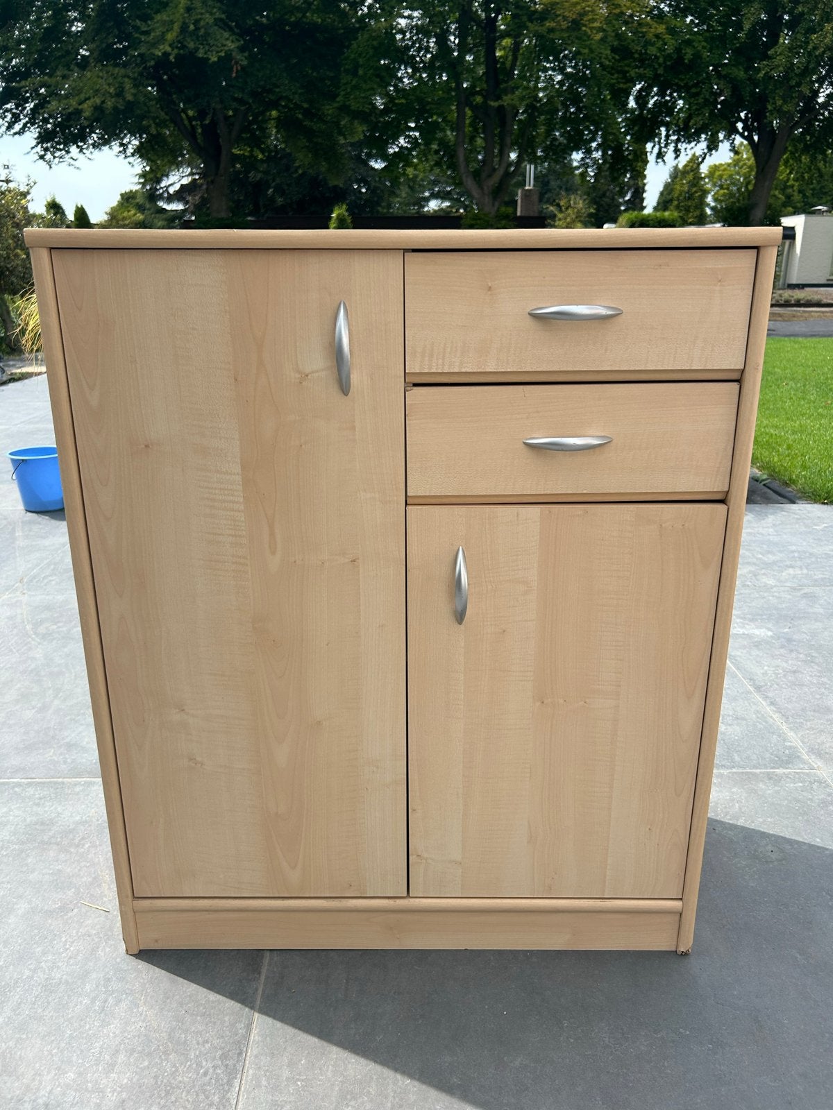 Houten kast met lades en open vakken, Huis en Inrichting, Kasten | Boekenkasten, Ophalen, Gebruikt, 50 tot 100 cm, Minder dan 100 cm