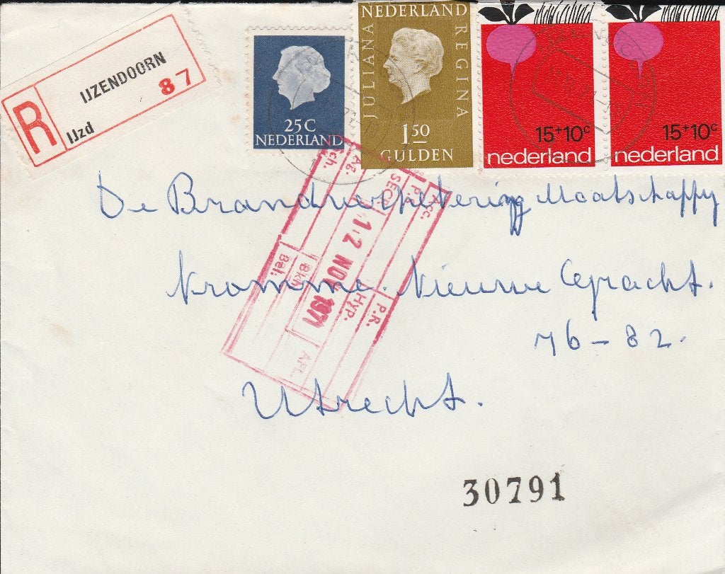 ECHTELD 1971 aangetekend Van Stuivenberg Wijenburgsestr 2, Verzenden, 1960 tot 1980, Gelopen, Utrecht