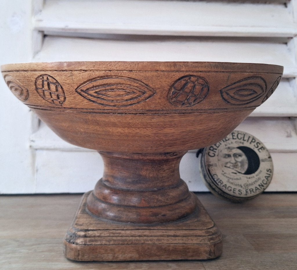 Oude franse schaal op voet, hout, Ophalen of Verzenden