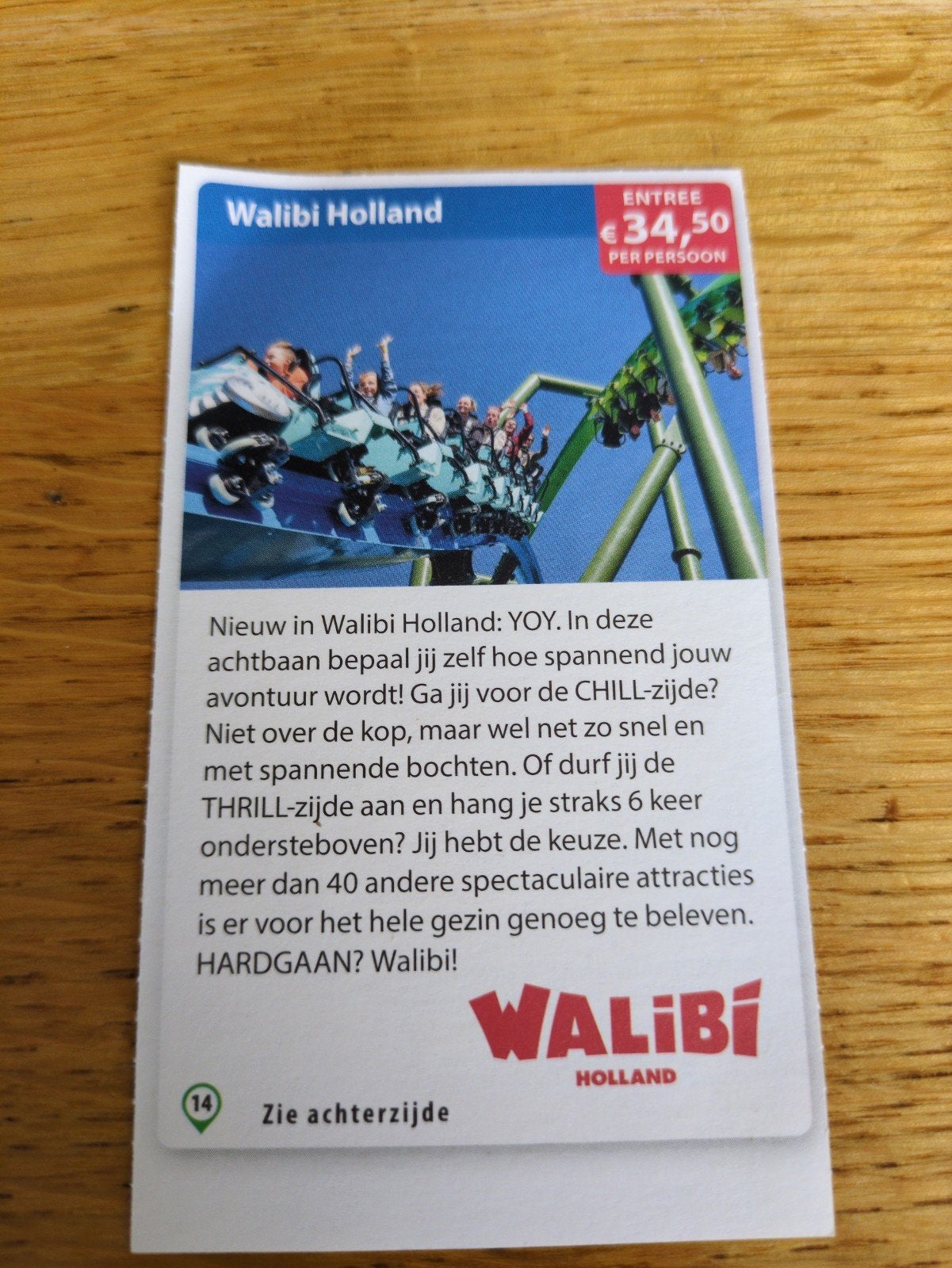 Kortingsbon voor Walibi Holland, 34,50 p.p., Drie personen of meer, Kortingskaart