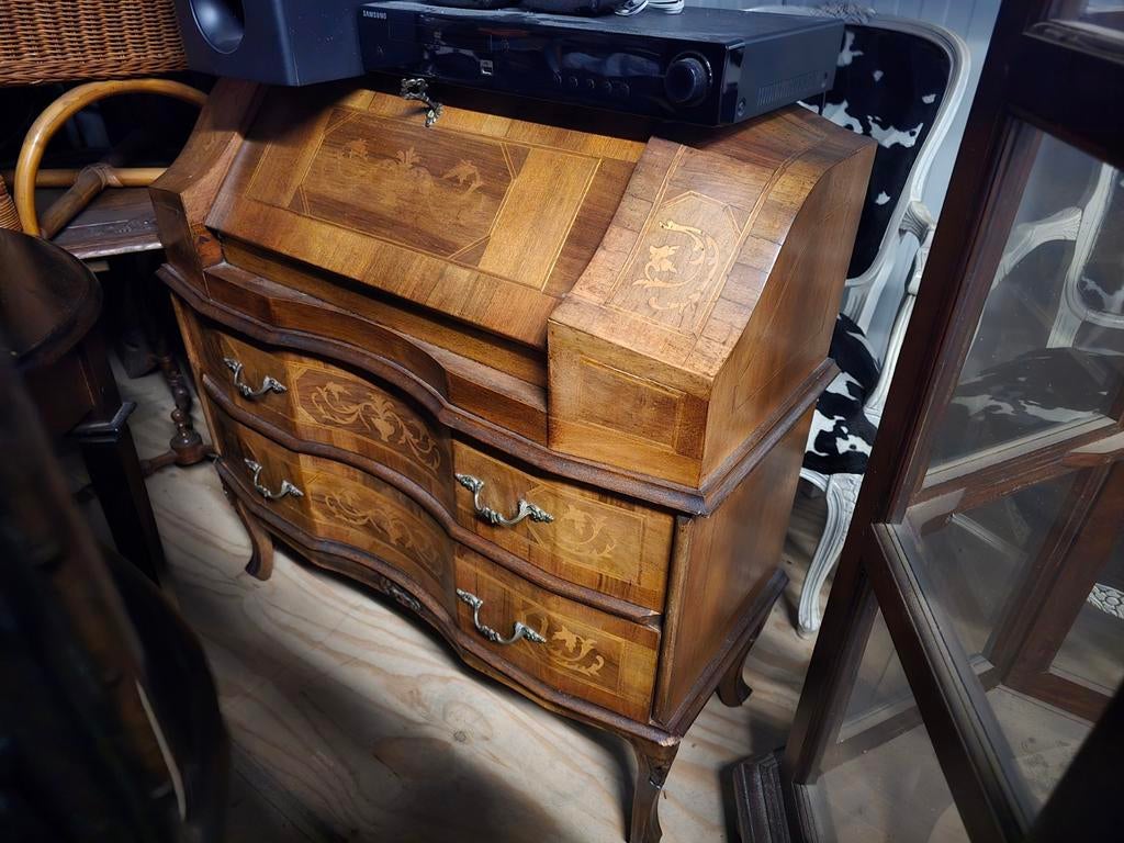Aangeboden mooi antiek ingeld houten kasje/bureau, Ophalen, Gebruikt